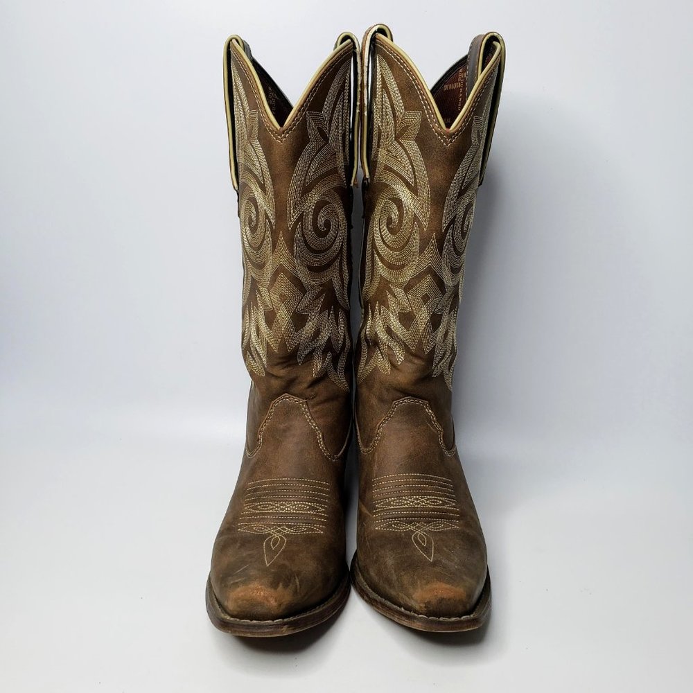 Durango Stitched Pattern Western Pointed Toe Boot… - image 2